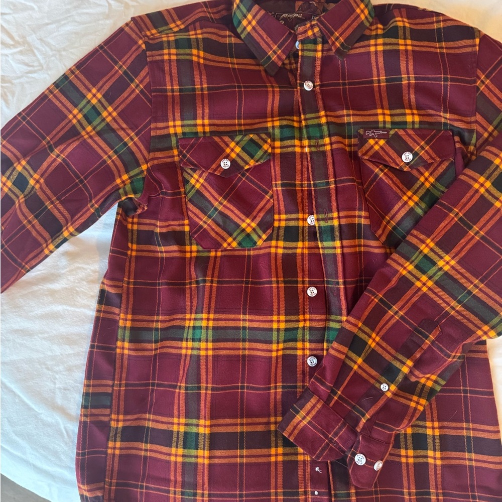 Burgundy flannel Button-Down Shirt